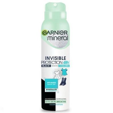 Garnier Invisible Schutz Clean Cotton Deo, 150 ml