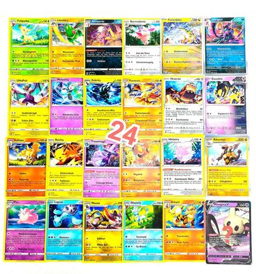 24 Pokémon Karten inklusive 5 HOLO Karten - Deutsch - Sortiert und zufällig gemischt