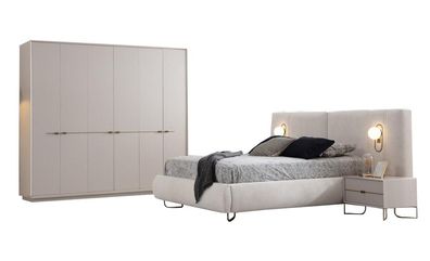 Schlafzimmer Komplettset Bett Kleiderschrank Nachttische 4Tlg. Set Garnitur