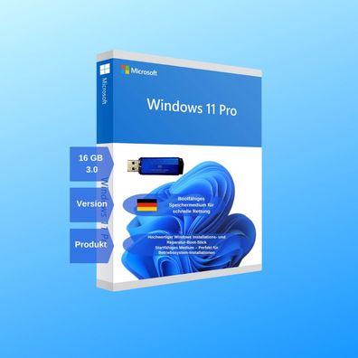 Windows 11 Pro - Bootfähiger USB-Stick | Sofort startklar | 16 GB