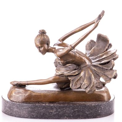 BRONZE FIGUR STATUE Skulptur Ballerina Marmorsockel Ballett TANZ DekoJMA093.2