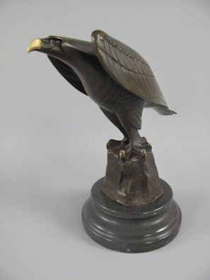 Bronze Adler Falke Eagle Figur Marmor Skulptur Vogel Statue Greifvogel JMA256.2