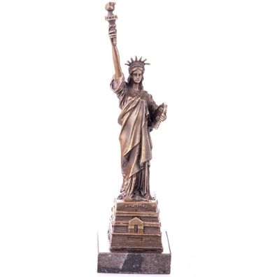 Bronze Figur Marmor Sockel Statue Freiheitsstatue Skulptur Lady Liberty JMA217.2