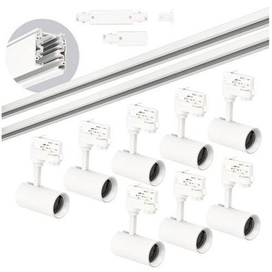 Schienensystem Komplett-Set 8x GU10 Spots 2m + 2m Schiene externer Schalter "I" WEISS