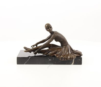 BRONZE Skulptur auf Marmorsockel Tanz DEKO Tänzerin FRAU Statue FIGUR EJA0345