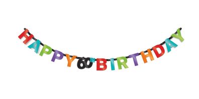 60. Geburtstag Happy Birthday Girlande Banner Partydeko Raumdeko bunt