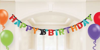 18. Geburtstag Happy Birthday Girlande Banner Partydeko Raumdeko bunt