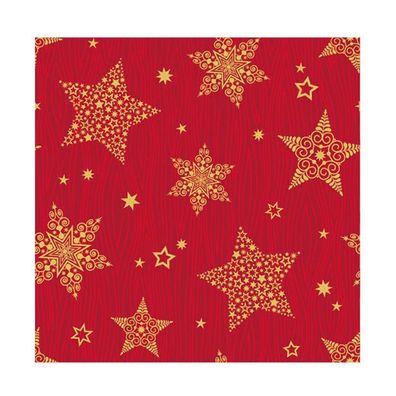 15x Papstar 20 Servietten, 3-lagig 1/4-Falz 33 cm x 33 cm rot "Christmas Shine" | Unb