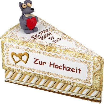 Geschenkschachtel Tortenstück "Zur Hochzeit" "Ein paar Mäuse für Euch"