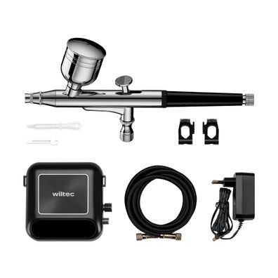 Wiltec Kompressor Zubehör Set 2,8bar Airbrush Set 12V Druckluft Air Brush