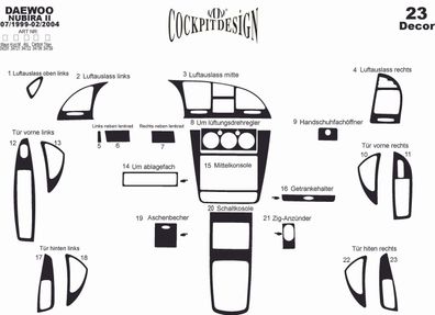 3D Cockpit Dekor für Chevrolet NUBIRA II Baujahr 1999-2004 23