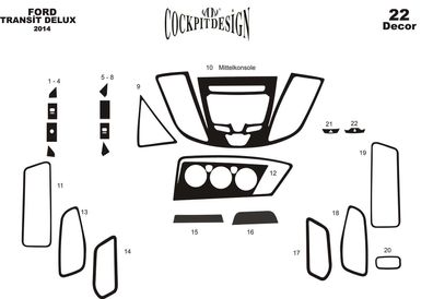 3D Cockpit Dekor für Ford Transit Delux ab Baujahr 2014 22 Teile
