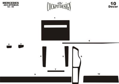 3D Cockpit Dekor für Mercedes O 403 Baujahr 1993-1995 10 Teile