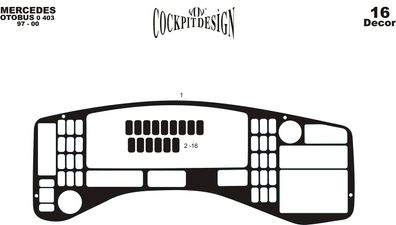 3D Cockpit Dekor für Mercedes O 403 Baujahr 1997-2000 16 Teile