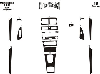 3D Cockpit Dekor für Mercedes C200 Compresor ab Baujahr 2006 15 Teile