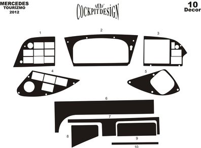 3D Cockpit Dekor für Mercedes Tourismo ab Baujahr 01/2011 10 Teile