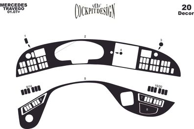 3D Cockpit Dekor für Mercedes Travego Baujahr 02/2005-12/2010 20 Teile