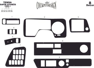 3D Cockpit Dekor für Mitsubishi Safir Baujahr 01/1999-12/2010 8 Teile