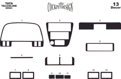 3D Cockpit Dekor für Tata Telcoline 4x4 ab Baujahr 06/2004 13 Teile