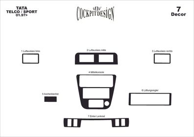 3D Cockpit Dekor für Tata Telco / Sport ab Baujahr 01/1997 7 Teile