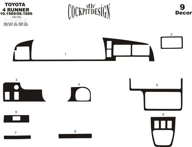 3D Cockpit Dekor für Toyota 4 Runner Baujahr 10/1989-08/1996 9 Teile