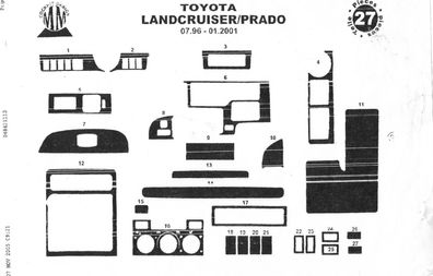 3D Cockpit Dekor für Toyota Landcruiser Prado Baujahr 07-1996-01/2001 27 Teile