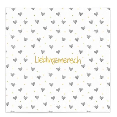 MEA LIVING Servietten 20 Stück 33x33cm Lieblingsmensch Spruch Herz schwarz weiß