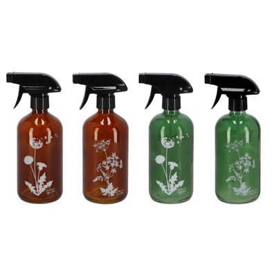 Sprüh Flaschen 2er Set Glas 0,5 Liter Wild Bumen Reinigungs Mittel DIY