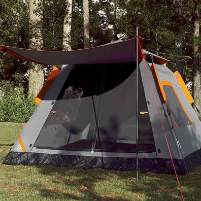 vidaXL Kuppel-Campingzelt 5 Personen Grau und Orange Quick Release