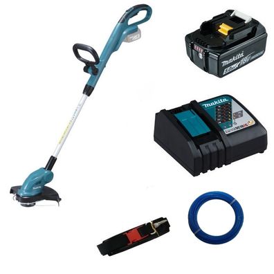 Makita Akku Rasentrimmer DUR181Z 18V + BL1850B Akkupack 5,0Ah + Ladegerät DC18RC