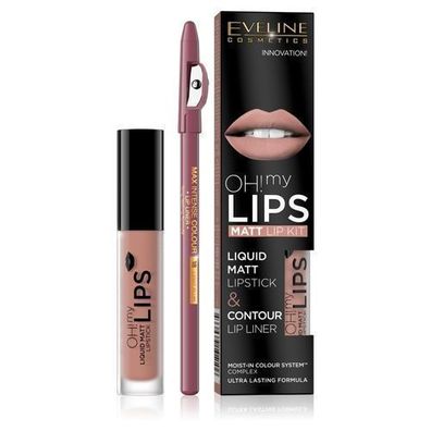 Eveline Oh My Lips Set: Matte Liquid & Liner 08