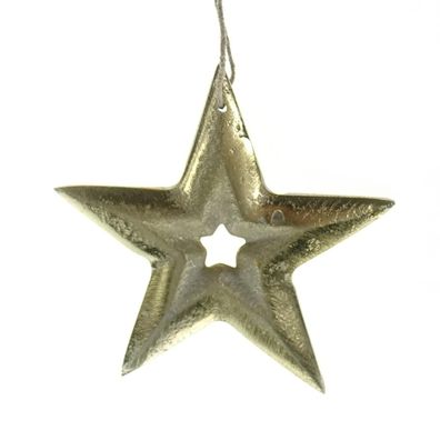 Riffelmacher Weihnachtsanhänger Stern im Stern Goldfarben Ø 10 cm - Aluminium