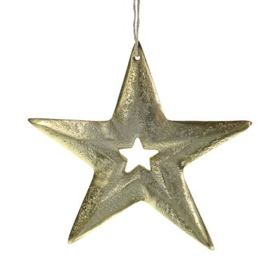 Riffelmacher Weihnachtsanhänger Stern im Stern Goldfarben Ø 15 cm - Aluminium