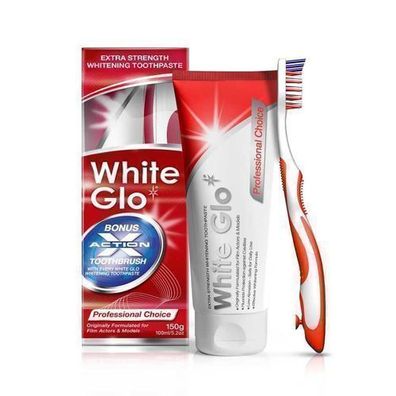 White Glo Prof. Choice Whitening Zahncreme 100ml + Bürste