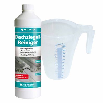 Hotrega Dachziegel Reiniger Grünbelagentferner Dachreiniger 1L mit Messbecher 1L