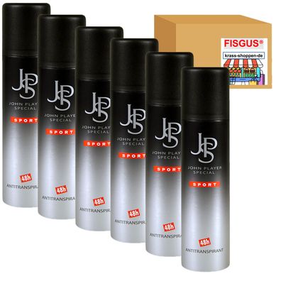 John Player Special JPS SPORT Deo Spray Deodorant Anti-Transpirant 6 x 150ml