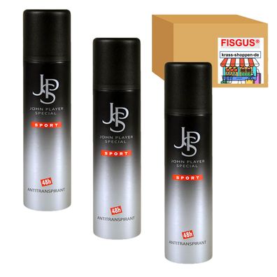 John Player Special JPS SPORT Deo Spray Deodorant Anti-Transpirant 3 x 150ml