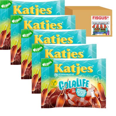 Katjes Colalife - Fruchtgummi - Weniger ZUCKER - Vegan - 5x160g - NEUE SORTE !!