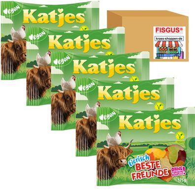 Katjes tierisch Beste Freunde - Fruchtgummi - Vegan - 5 x 175g - NEUE SORTE !!