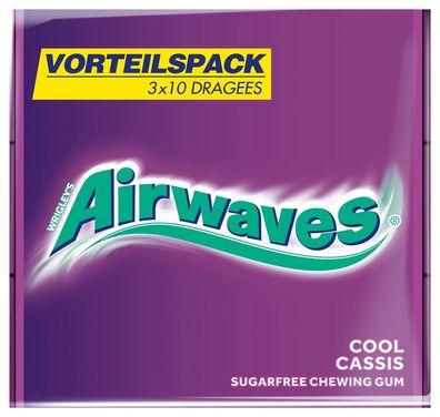 Wrigleys Airwaves Cool Cassis, Kaugummi Chewing Gum, 3x10 Dragees