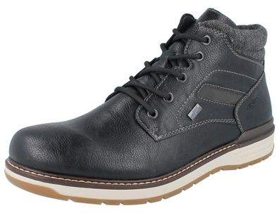 RIEKER Herren Kurzstiefel Stiefelette Warmfutter schwarz Kunstleder