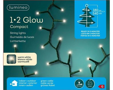 LED 1-2 Glow Compact Lichterkette L.180cm 540L grün/warmes weiss