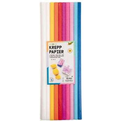 Krepppapier Mix, 10 Rollen in 10 Farben