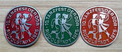 3x 10. Tanzfest der DDR Rudolstadt 1975 Anstecker