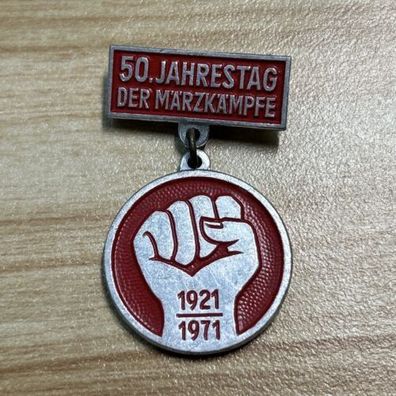 DDR Abzeichen 50. Jahrestag der Märzkämpfe 1971