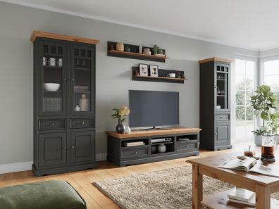 Wohnwände Set Vitrine Tv Kommode Wandregale Kommoden Schrank Holz Möbel 5 Tlg