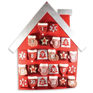 Adventskalender Das Rote Haus aus Filz und Stoff