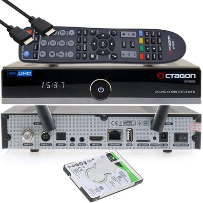 Octagon SF8008 4K UHD E2 DVB-S2X & DVB-C/T2 Linux Combo Receiver + 2TB HDD