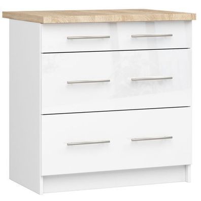 Küchenschrank AKORD OLIWIA modular S80 Weiß 80 cm Front Weiß Hochglanz 80x85x46 cm