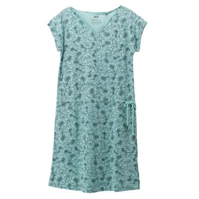 Jack Wolfskin Dress Aop Damen Kleid Sommerkleid kurzarm Blumen 1505331-7757